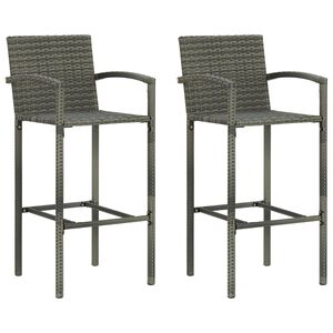 vidaXL Sgabelli da Bar 2 pz in Polyrattan Grigio
