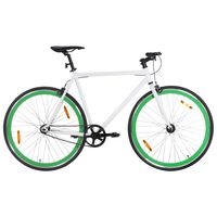 vidaXL Bicicletta a Scatto Fisso Bianca e Verde 700c 59 cm