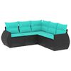 vidaXL Set Divani da Giardino 5 pz con Cuscini Nero in Polyrattan