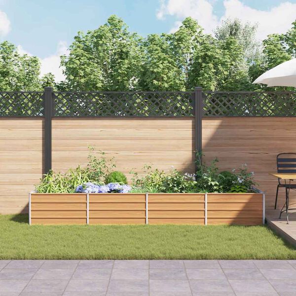 vidaXL Letto Rialzato Giardino 320x80x45 cm in Acciaio Zincato Argento