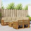 vidaXL Set divani 9 pcs Naturale e Beige Legno di Acacia Massello