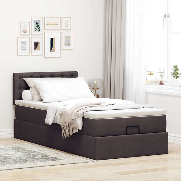 vidaXL Struttura Letto Pouf con Materasso 90x190 cm in Tessuto