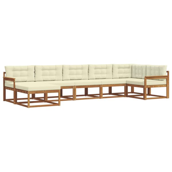 vidaXL Set di divani da esterno con cuscino 7 pcs Naturale e Crema