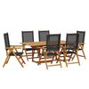 vidaXL Set Pranzo Giardino 7 pz Nero in Polyrattan e Legno Massello