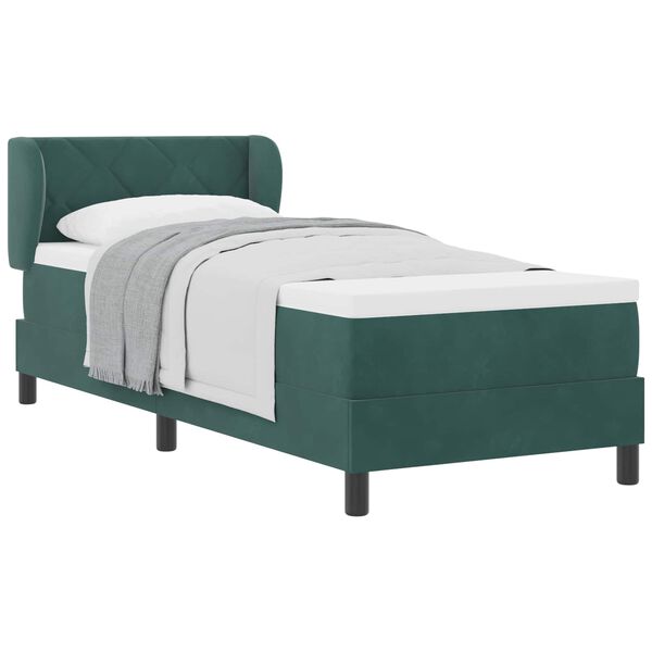 vidaXL Letto a molle con materasso Verde scuro 80 x 200 cm Velluto