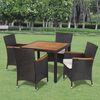 vidaXL Set da Pranzo da Giardino 5 pz con Cuscini in Polyrattan Nero
