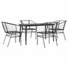 vidaXL Set Mobili da Pranzo per Giardino 5 pz Nero Polyrattan Vetro
