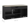 vidaXL Panca Porta Scarpe Cuscino Nero Lucido 104x30x49cm Multistrato