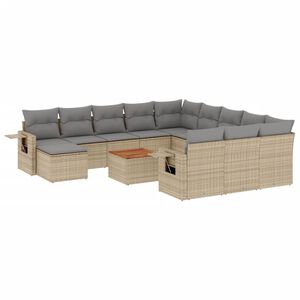 vidaXL Set Divano da Giardino 13 pz con Cuscini Beige in Polyrattan