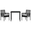 vidaXL Set da Pranzo per Giardino con cuscino 3 pcs Nero polyrattan