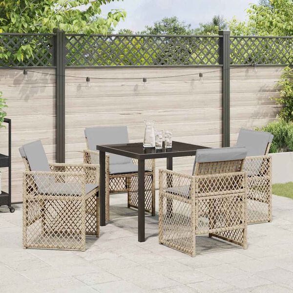vidaXL Set da Pranzo per Giardino 5 pcs Beige polyrattan