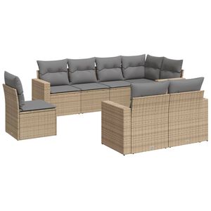 vidaXL Set Divano da Giardino 8 pz con Cuscini Beige in Polyrattan