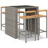 vidaXL Set Bar Giardino 5pz Grigio Polyrattan e Legno Massello Acacia