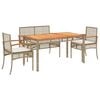 vidaXL Set da Pranzo da Giardino 4 pz con Cuscini Beige in Polyrattan