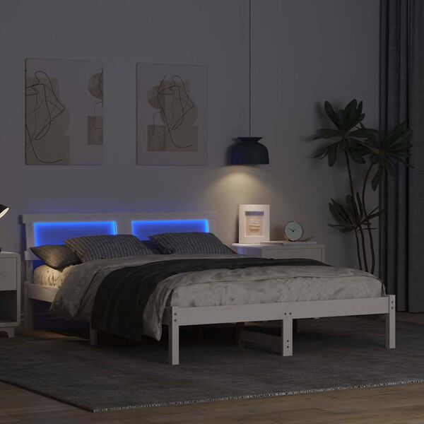 vidaXL Struttura del letto Bianco 140 x 190 cm Legno di pino massello