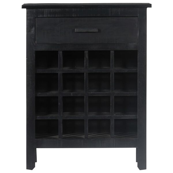 vidaXL Portavino Nero 56x35x75 cm in Legno Massello di Mango