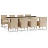 vidaXL Set da Pranzo da Giardino 9 pz con Cuscini Beige in Polyrattan