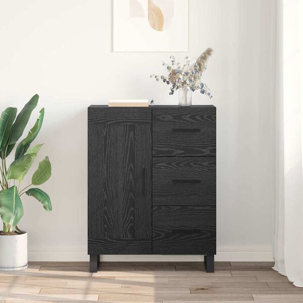 vidaXL Credenza con cassetto Rovere Nero 69,5 x 34 x 90 cm