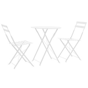 vidaXL Set da Bistrot 3 pz in Acciaio Bianco