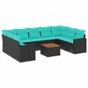 vidaXL Set Divani da Giardino 10 pz con Cuscini Nero in Polyrattan