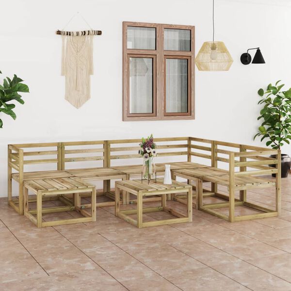 vidaXL Set Divani da Giardino 8 pz in Legno di Pino Impregnato Verde
