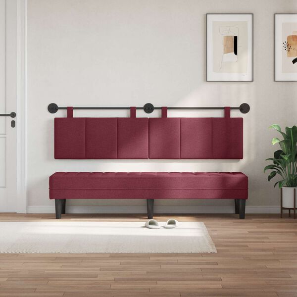 vidaXL Testata appesa Rigato Rosso Vino 190 x 55 x 5 cm Tessuto