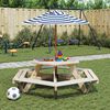 vidaXL Tavolo Picnic per 6 Bambini con Ombrellone Esagono Legno Abete