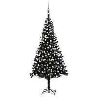 vidaXL Albero di Natale Preilluminato con Palline Nero 240 cm PVC