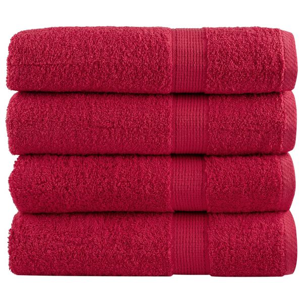 vidaXL Asciugamani da bagno Premium SOLUND 4 pezzi Rosso 100x150 cm 600 g/m²