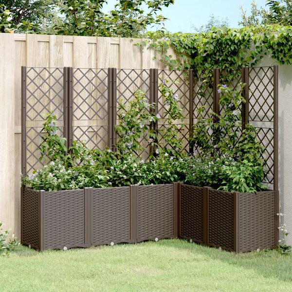 vidaXL Fioriera Giardino con Graticcio Marrone 160x120x140 cm in PP