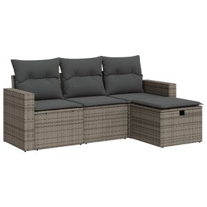vidaXL Set Divani da Giardino 4 pz con Cuscini in Polyrattan Grigio