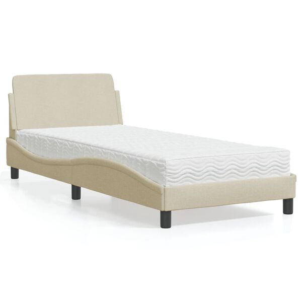 vidaXL Letto con Materasso Dover Crema 80x200 cm in Tessuto