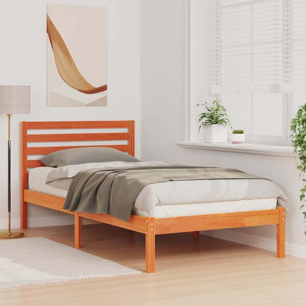 vidaXL Struttura del letto Marrone cerato 75 x 190 cm Pino massello