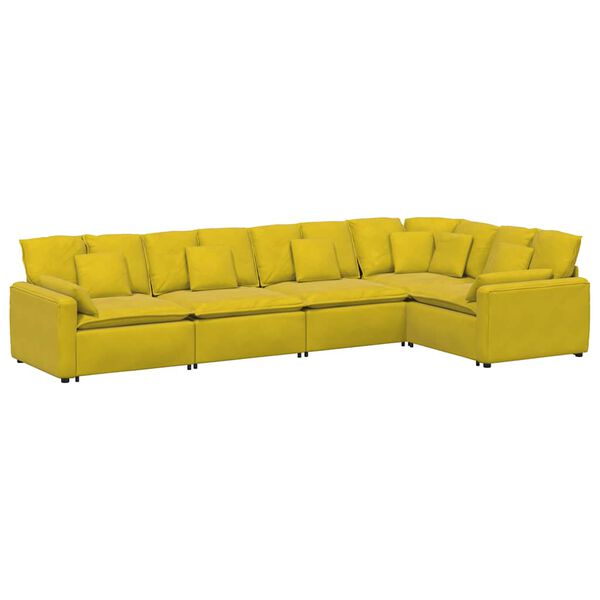 vidaXL Divano Modulare con Cuscini in Velluto Giallo