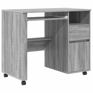 vidaXL Scrivania con Ruote Grigio Sonoma Legno ingegnerizzato