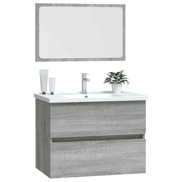 vidaXL Set Mobili da Bagno 2 pz Grigio Sonoma in Legno Multistrato