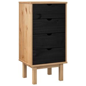 vidaXL Cassettiera OTTA Nero 45 x 39 x 90 cm Legno Massello di Pino