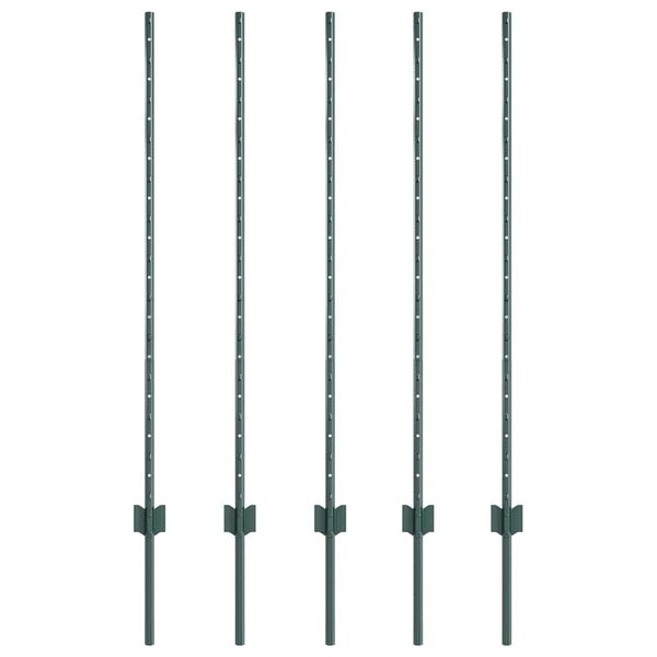 vidaXL Palo della recinzione 5 pcs Verde 120 cm Acciaio