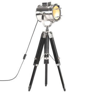 vidaXL Lampada a Treppiede a Pavimento Nera in Legno di Mango 69 cm