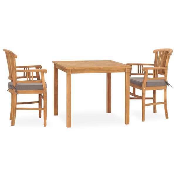 vidaXL Set da Pranzo da Giardino 3 pz con Cuscini in Legno di Teak