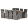 vidaXL Set da Pranzo da Esterno 9 pz con Cuscini in Polyrattan Grigio
