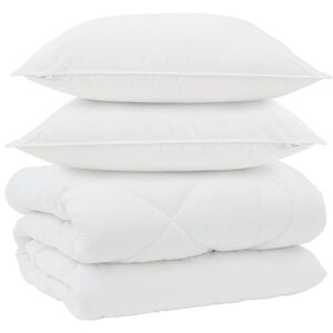 vidaXL Duvet Invernale con cuscino 3 pcs Bianco Microfibra