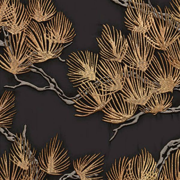 DUTCH WALLCOVERINGS Carta da Parati Motivo a Pino Nero e Oro