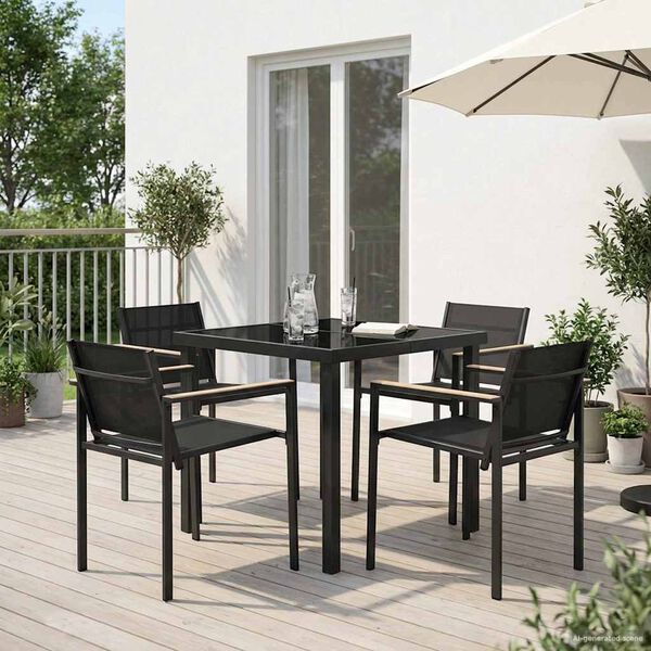 vidaXL Set di Mobili da Esterno 5 pcs Nero e antracite 80 x 80 x 73 cm