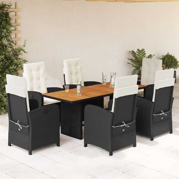 vidaXL Set da Pranzo da Giardino 7 pz con Cuscini Beige in Polyrattan