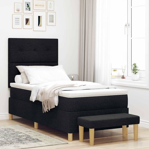 vidaXL Letto a molle con materasso Nero 80 x 200 cm Tessuto