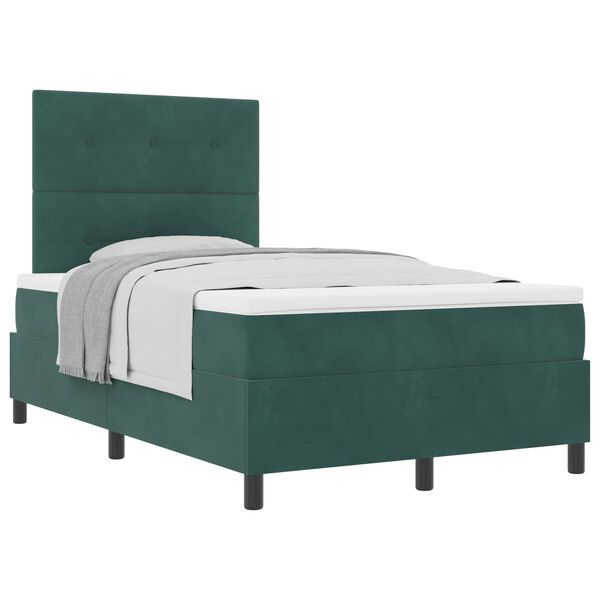 vidaXL Letto a molle con materasso Verde Scuro 120 x 200 cm Tessuto