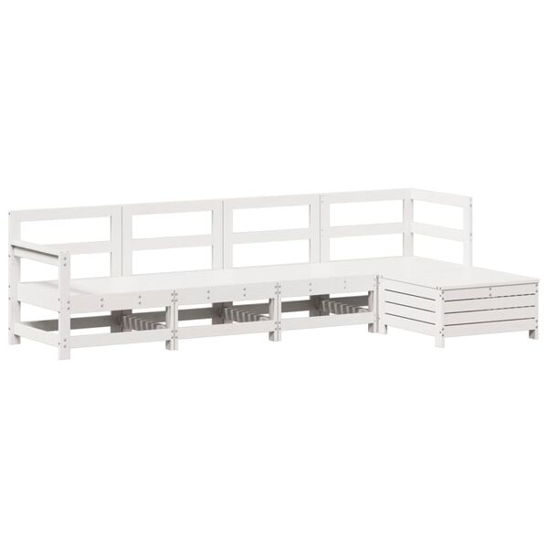vidaXL Set Salotto da Giardino 5 pz Bianco in Legno Massello di Pino