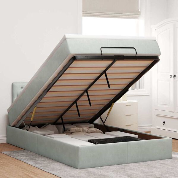 vidaXL Struttura Letto Pouf con Materasso 120x200 cm Velluto