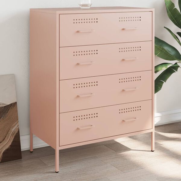 vidaXL Credenza Rosa 68x39x89 cm in Acciaio